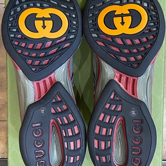 GUCCI RUN GG Interlocking G Suede Logo Sneakers | Grey /Red | Gucci 12 / US 12.5 main image 8